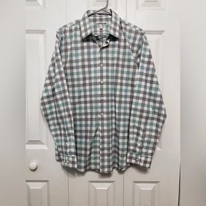 39. Express | Men’s Large Slim Fit Blue and Gray Plaid Dress Shirt | NWOT
